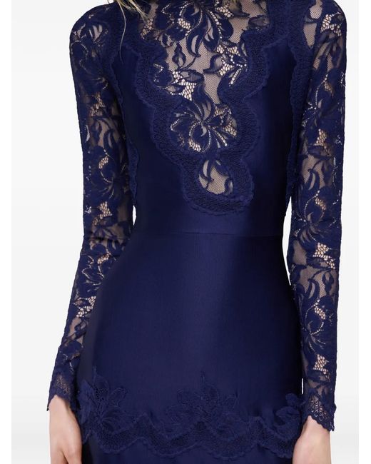 Rabanne Blue Long-Sleeved Lace Maxi Dress