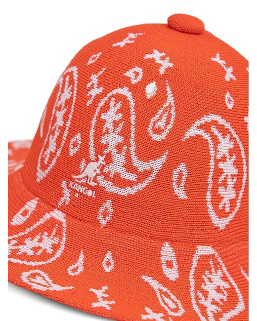 Kangol Red Paisley-Pattern Bucket Hat