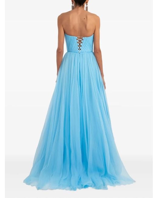 Ana Radu Blue Cut-Out Detailing Strapless Maxi Dress