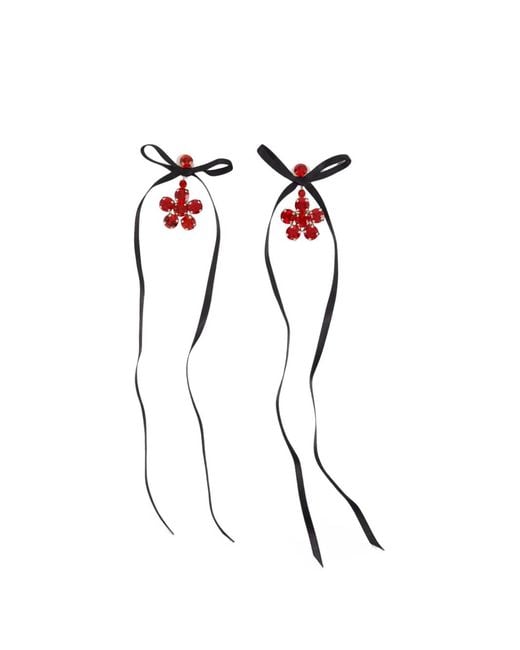 Simone Rocha White Daisy Bow Earrings