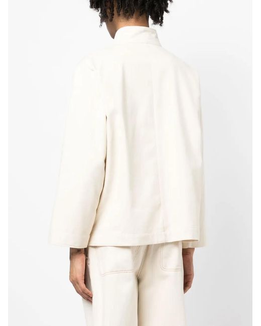 Marane White Funnel-Neck Shirt Jacket for men