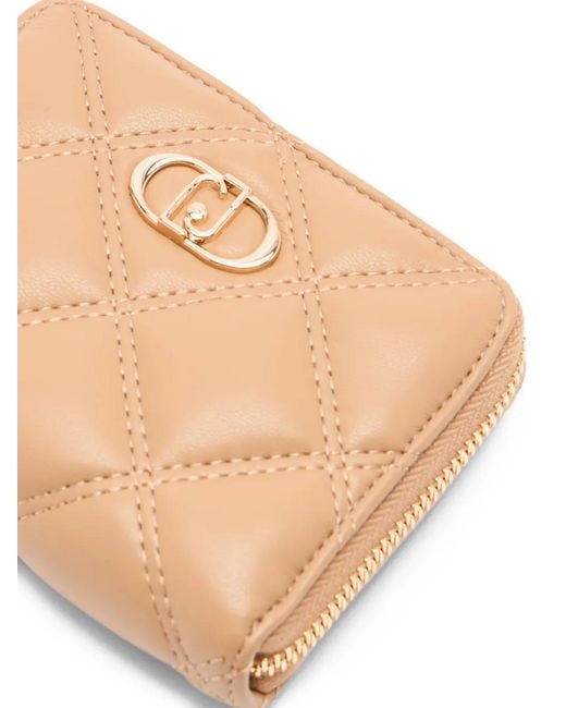 Liu Jo Brown Monogram-Plaque Quilted Wallet
