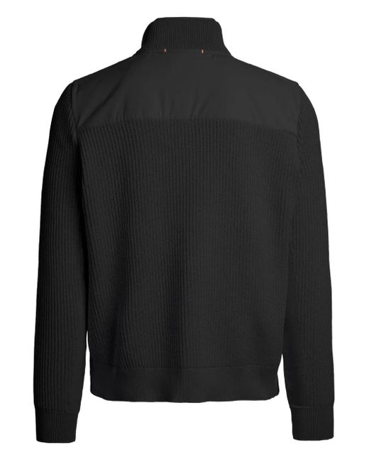 Parajumpers Black Zorba Ribbed-Sleeve Zip-Front Jacket for men