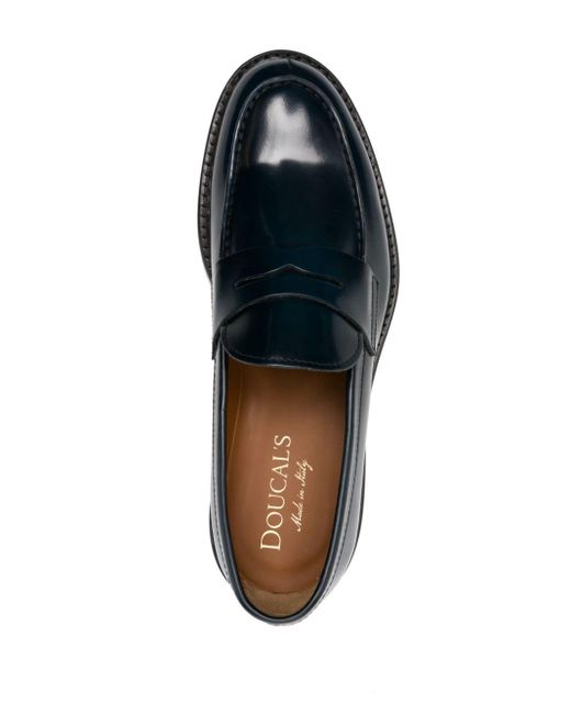 Doucal's Blue Penny-slot Leather Loafers for men