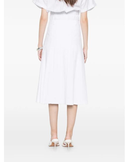 Vivetta White Pleated Midi A-Line Skirt