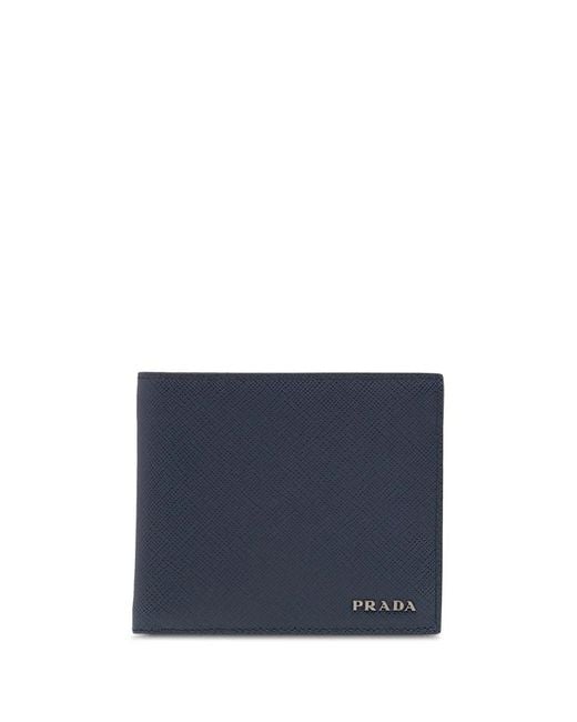 Prada Blue Two-Tone Card Holder for men