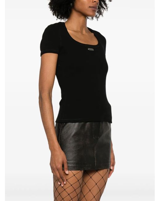 Alexander McQueen Black Logo-Plaque T-Shirt