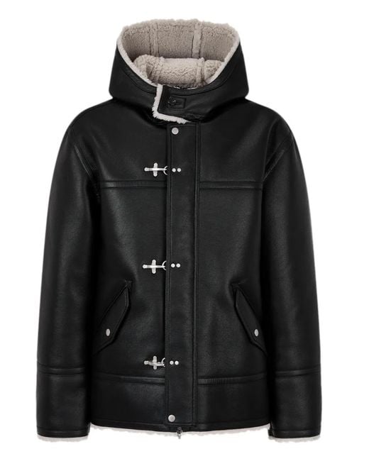 Studio Tomboy X Black Hooded Faux Leather Jacket for men