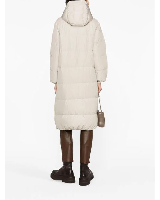 Brunello Cucinelli White Hooded Padded Coat - Women's - Polyester/cotton/polyamide/polyesterfeather Downnylon