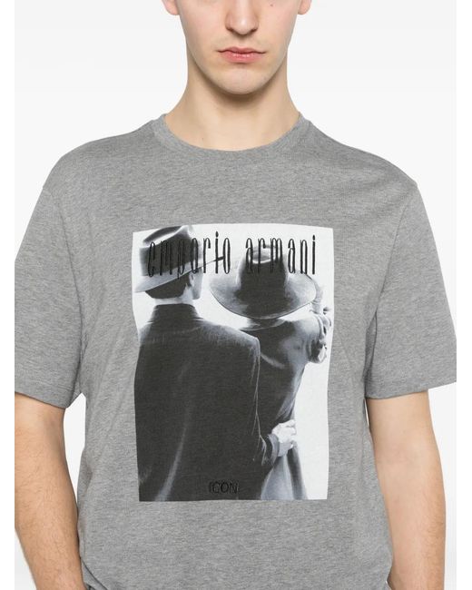 Emporio Armani Gray Graphic T-Shirt for men