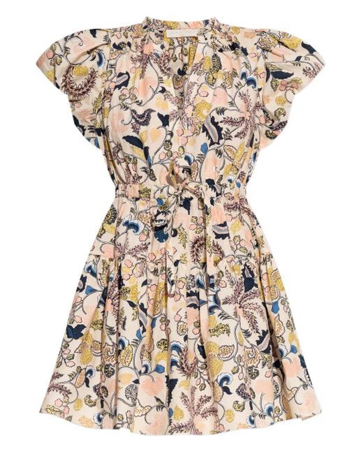 Robe Courte Fleurie À Manches Bouffantes Ulla Johnson en coloris Natural