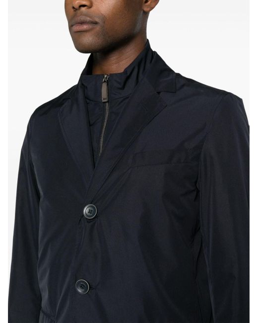 Herno Blue Layered Shell Coat for men