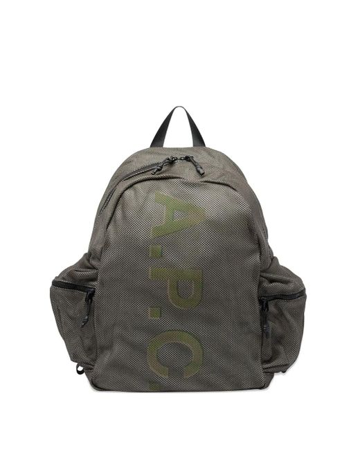 A.P.C. Gray Logo-Print Mesh Backpack for men