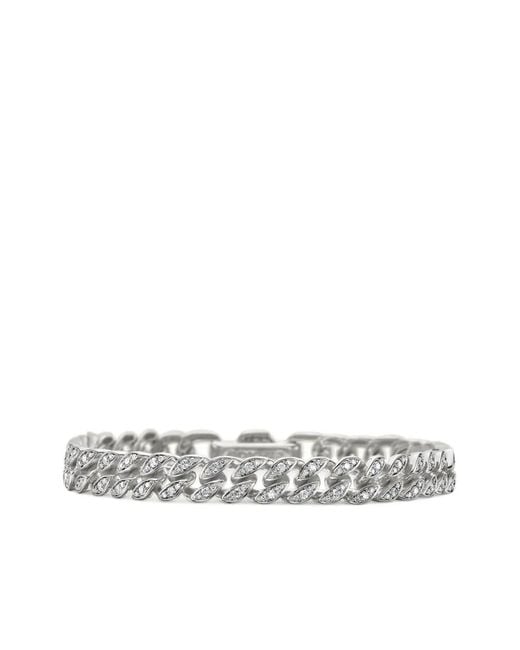 David Yurman Metallic Sterling Curb Chain Diamond Bracelet (7Mm)