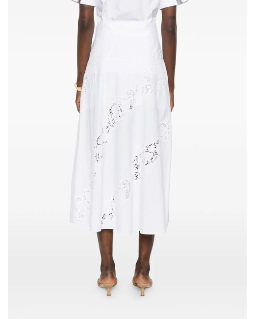 Twinset White Jupe Longue À Broderie Anglaise