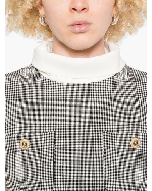Self-Portrait Gray Sleeveless Prince Of Wales Check Mini Dress