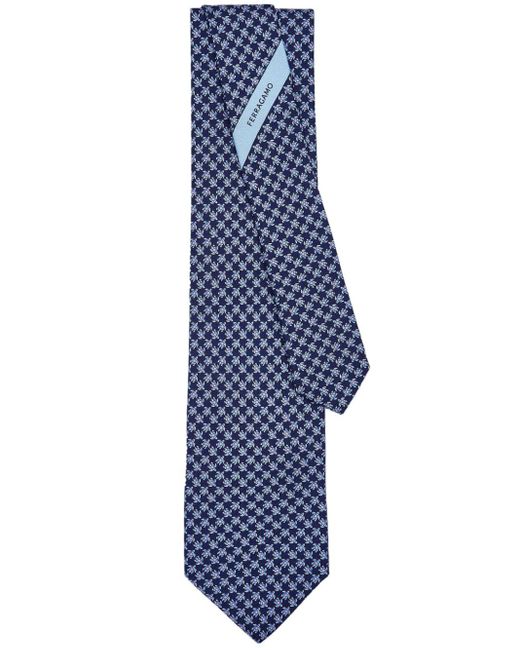 Tortoise-print silk tie Ferragamo de hombre de color Blue