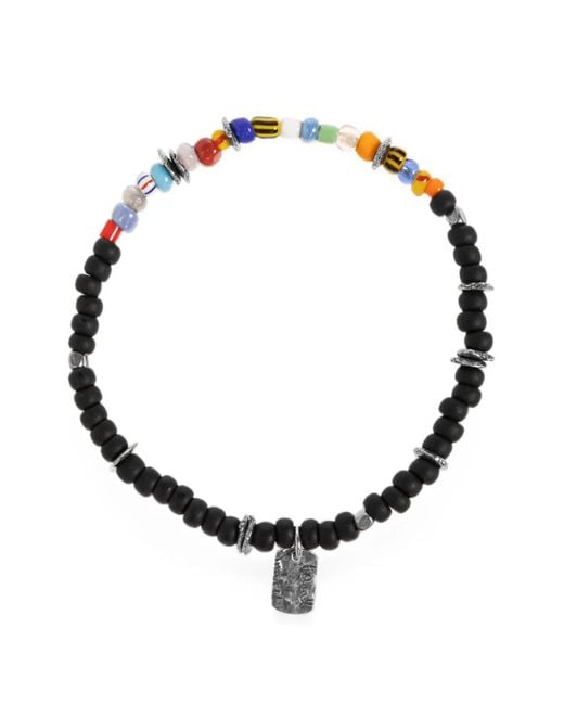 Paul Smith Metallic Beaded Logo-Plaque Bracelet for men