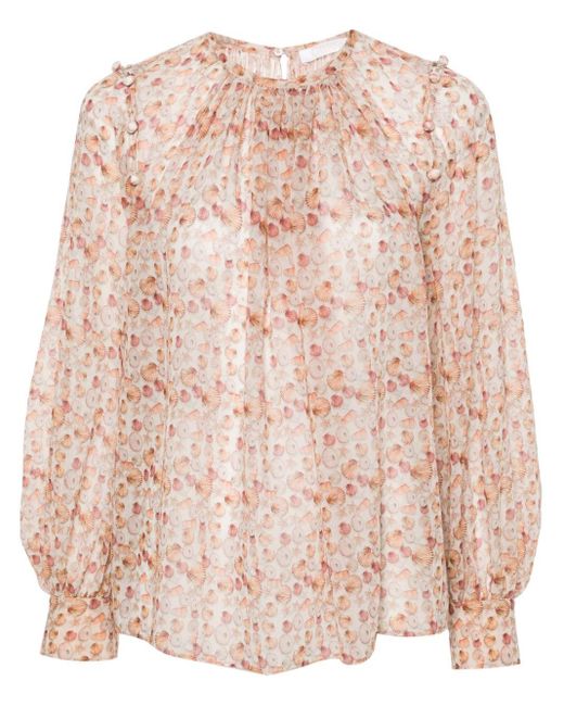 Chloé Pink Bluse mit Blumen-Print