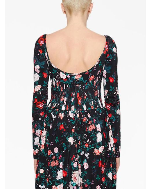 Rabanne Black Rose-Print Maxi Dress