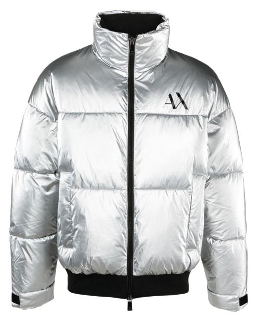 Armani Exchange Gray Metallic Padded Jacket for men