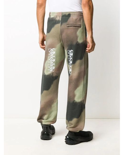 Off-White c/o Virgil Abloh Green Camouflage-Print Track Pants for men
