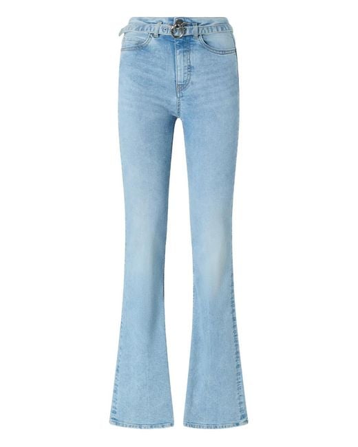 Pinko Blue Buckle-embellished Flared Jeans