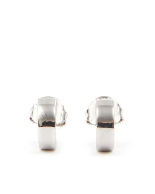 MM6 by Maison Margiela White Logo-Engraved Hoop Earrings