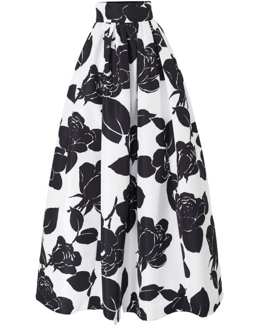 Carolina Herrera White Floral-Print Ball Skirt