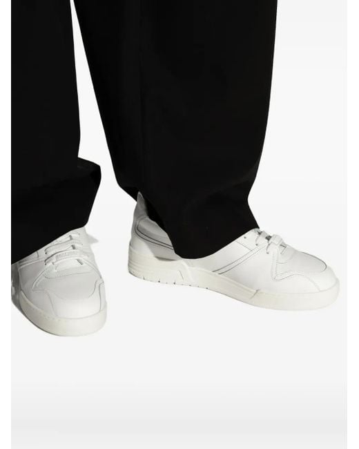 Moschino White Panelled Lace-Up Sneakers for men