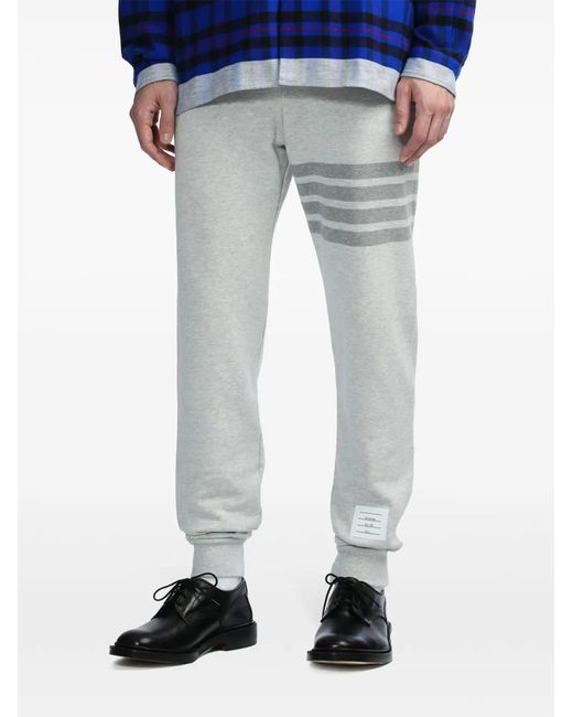 Thom Browne Gray 4 Bar Stripe Cotton Track Pants for men