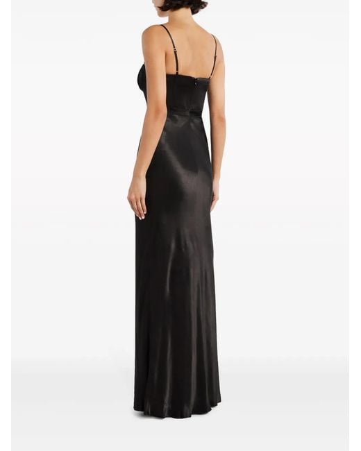 Shona Joy Black La Lune Satin-Finish Gown