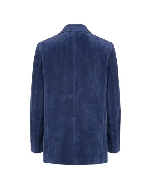 Jil Sander Blue Notched-Lapels Single-Breasted Jacket