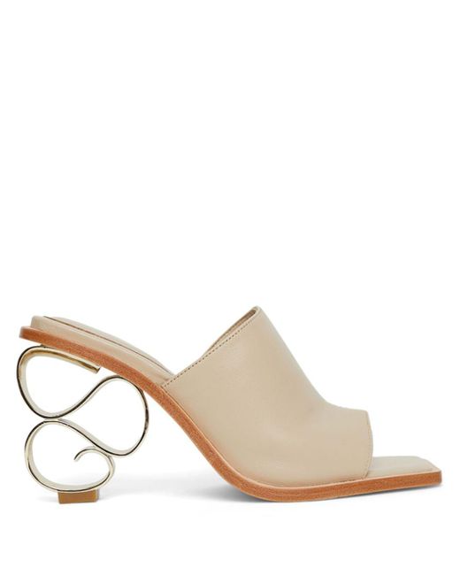 Aje. White Rochelle Spiral Heel Mules