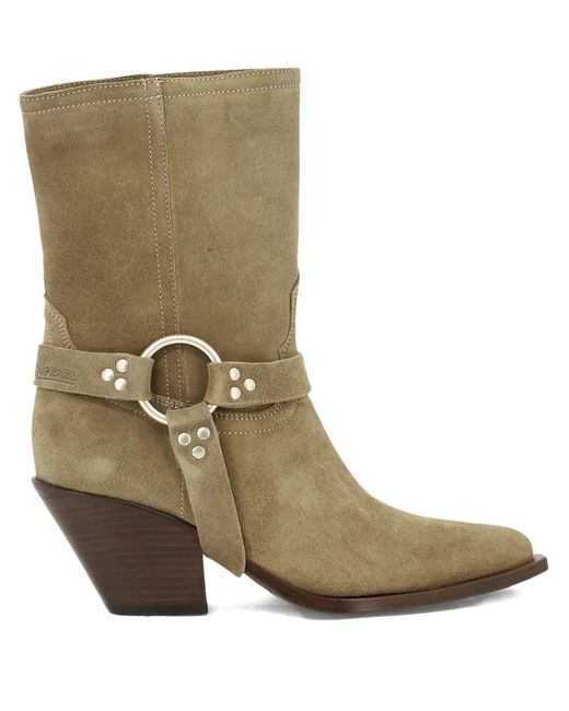 Sonora Boots Green 60Mm Atoka Belt Suede Boots