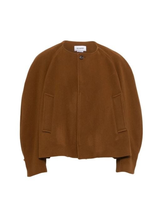 Hed Mayner Brown Button-Fastening Raglan-Sleeve Jacket for men