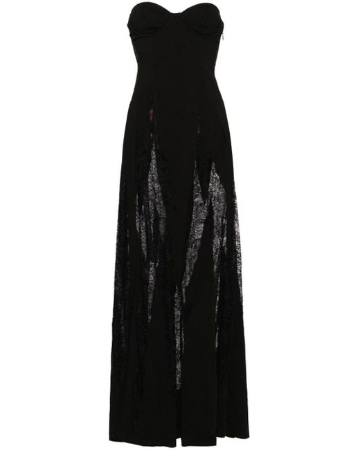 Vestido de fiesta Evangeline con panel de encaje retroféte de color Black