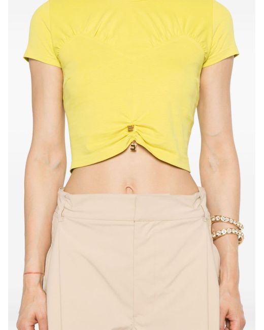 Camiseta corta fruncida Elisabetta Franchi de color Yellow