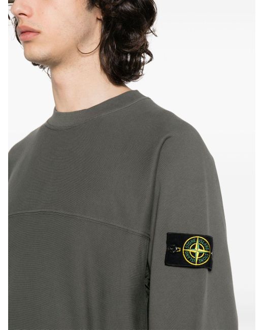 Stone Island Gray Panelled Crew-neck Sweatshirt for men