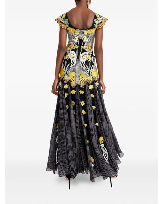 Temperley London フローラル マキシドレス Black