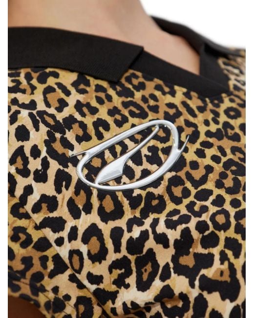 PUMA Black Collared Animal Print Top