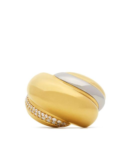 Saint Laurent Natural Whirlwind Crystal Ring