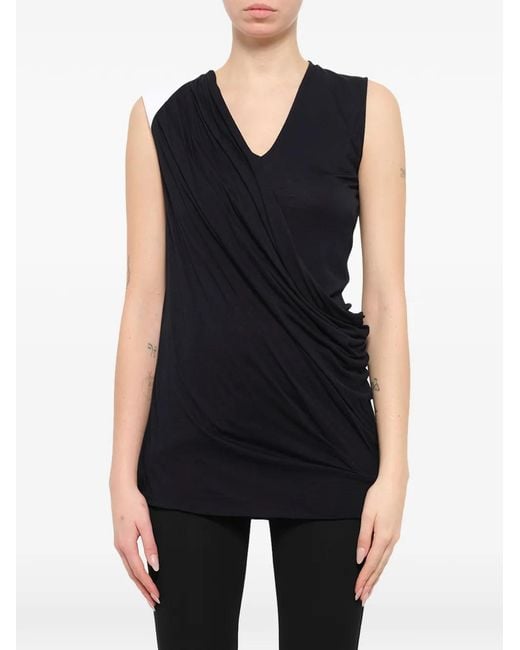 Givenchy Black V-Neck Draped Top