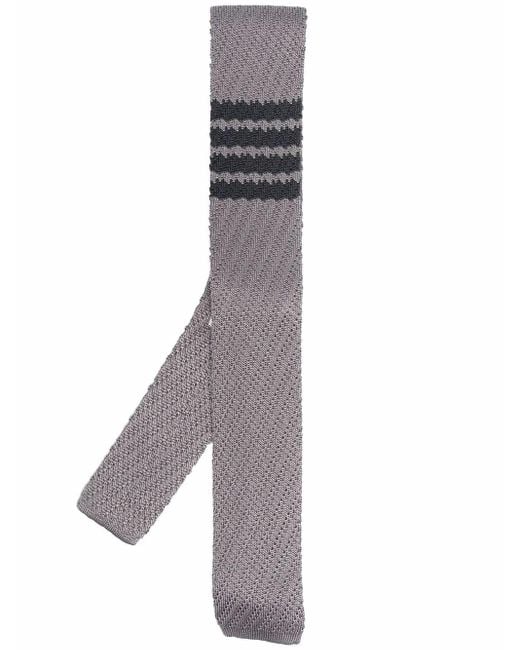 Cravate En Soie À Détail 4 Bandes Signature Thom Browne pour homme en coloris Gray