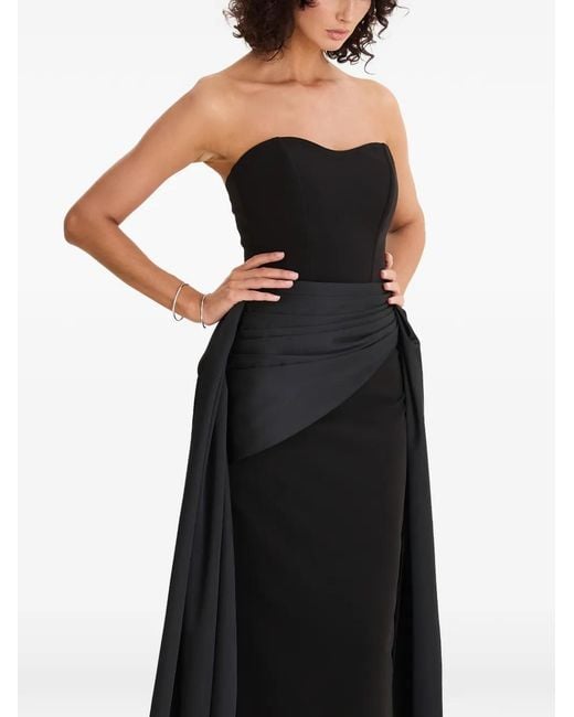 MOOS STUDIO Black Strapless Drape Maxi Dress