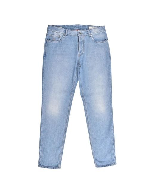Brunello Cucinelli Blue Belt-Loops Jeans for men