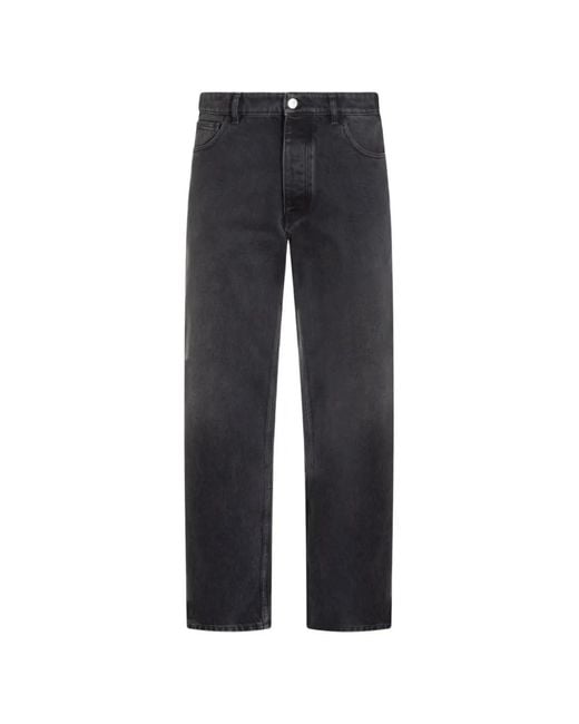 Marni Blue Logo-Patch Straight-Leg Jeans for men