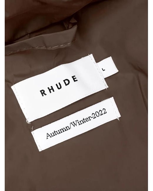 Rhude Brown Logo Puffer Jacket for men