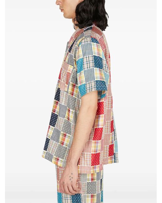 (DI)VISION Red Patchwork Short-Sleeve Shirt for men