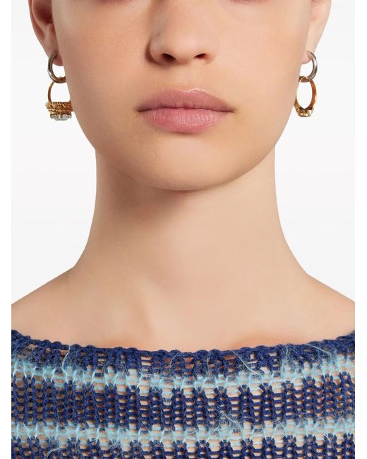 Marni Metallic Finger-Ring Hoop Earrings